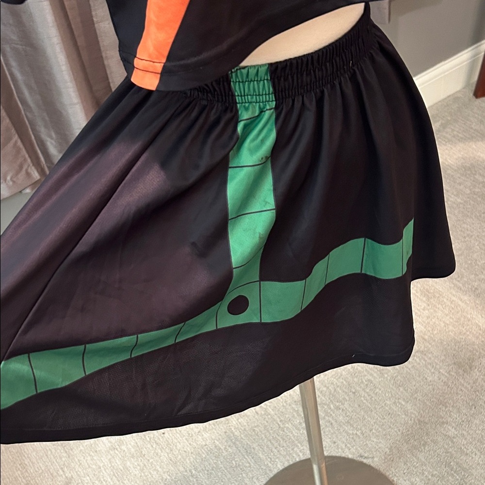My Hero Academia Cosplay Outfit Bakugou Black and Orange Crop Top with Skirt XS - Picture 2 of 8